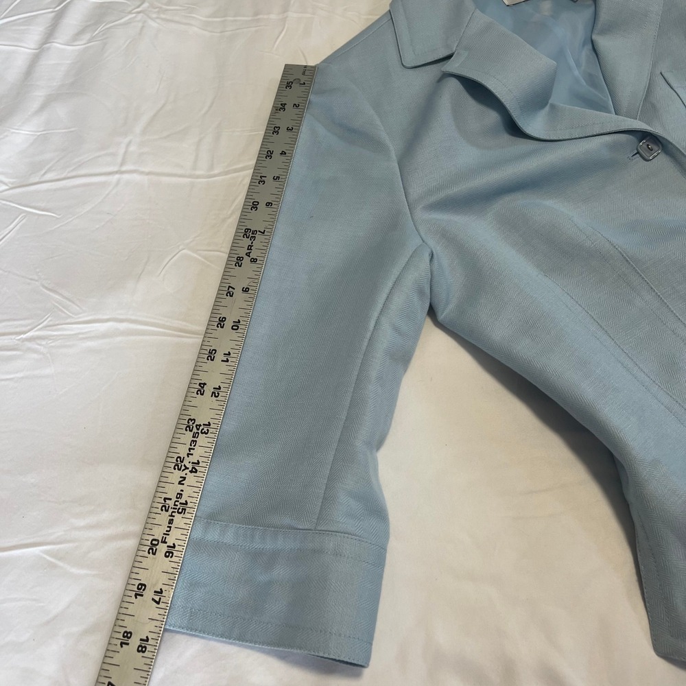 Emma James Liz Claiborne Light Blue Linen Blend Herringbone Blazer Jacket Sz 10 - Picture 12 of 14